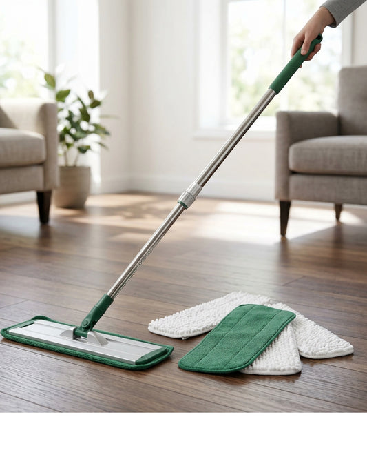 Kexs Telescopic Flat Mop 46 cm with 4 Pads Forest Green - Lifestyle view